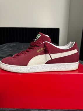Puma Suede Men's Sneakers - Burgundy with Off-White Formstrip